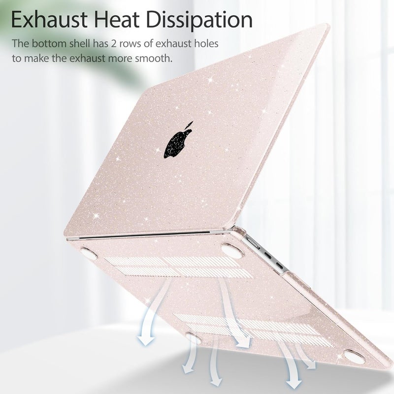 May Chen for M4 MacBook Air 13.6 inch Case 2025 2024 2023 2022 Release A3240 M3 A3113 M2 A2681, Plastic Hard Shell Case for MacBook Air 13.6" with Retina Display Fits Touch ID, Sakura Pink Glitter - Image 4